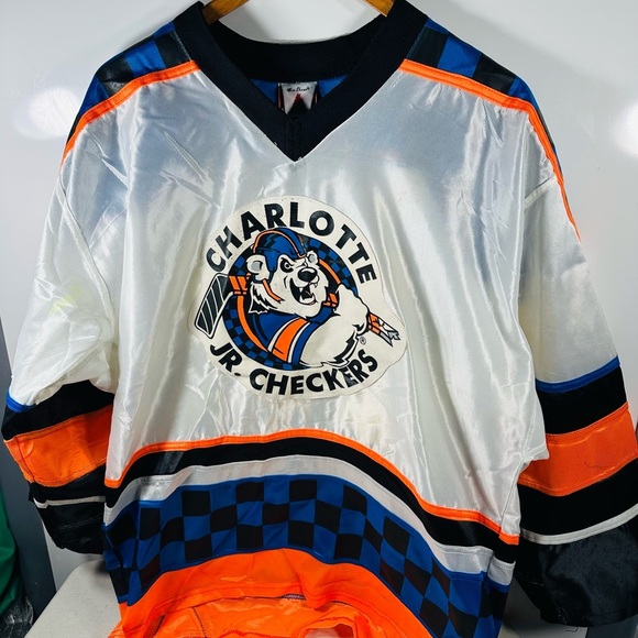 Vtg RareAHL Charlotte Checkers Jebco Official Hockey Jersey Mens S/P